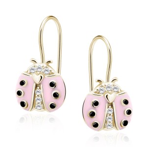 Cercei cu tortite din argint placat cu aur galben buburuza roz cu pietre Ladybug DiAmanti Z1804JG_P-DIA (Argint 925‰ 1,5 g.) Cercei cu tortite din argint placat cu aur galben buburuza roz cu pietre Ladybug DiAmanti Z1804JG_P-DIA (Argint 925‰ 1,5 g.)